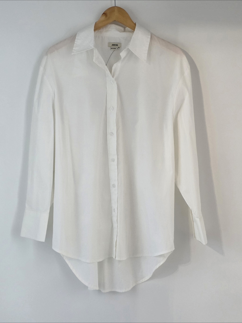 Jason Wu Oversized White Long-Sleeve Button Front Dress Shirt Womens Size Medium